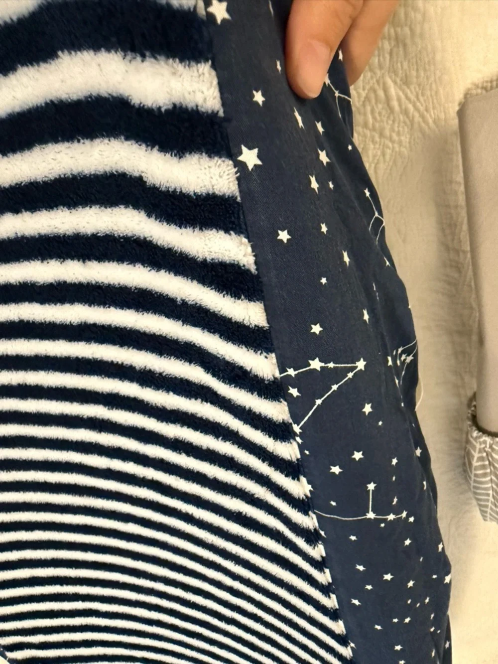 Amazon Navy Blue and White Striped changing Mattress + Cover